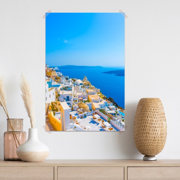 Poster sonnige ansicht der caldera von Santorini – Wallnifity® Poster sonnige ansicht der caldera von Santorini – Wallnifity®