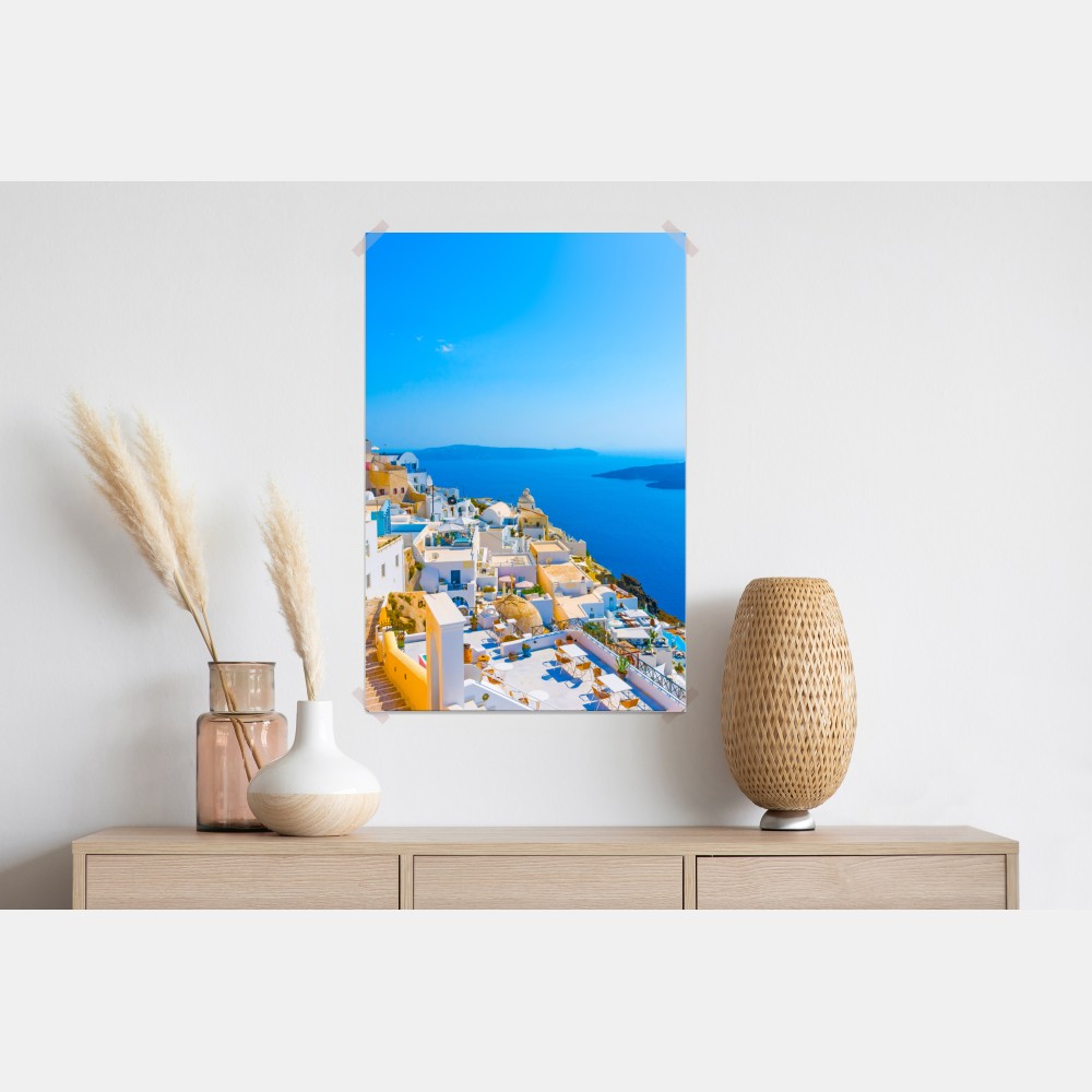 Poster sonnige ansicht der caldera von Santorini – Wallnifity® Poster sonnige ansicht der caldera von Santorini – Wallnifity®