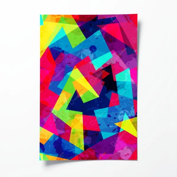 Poster weiße betonfassade im geometrischen muster – Wallnifity®