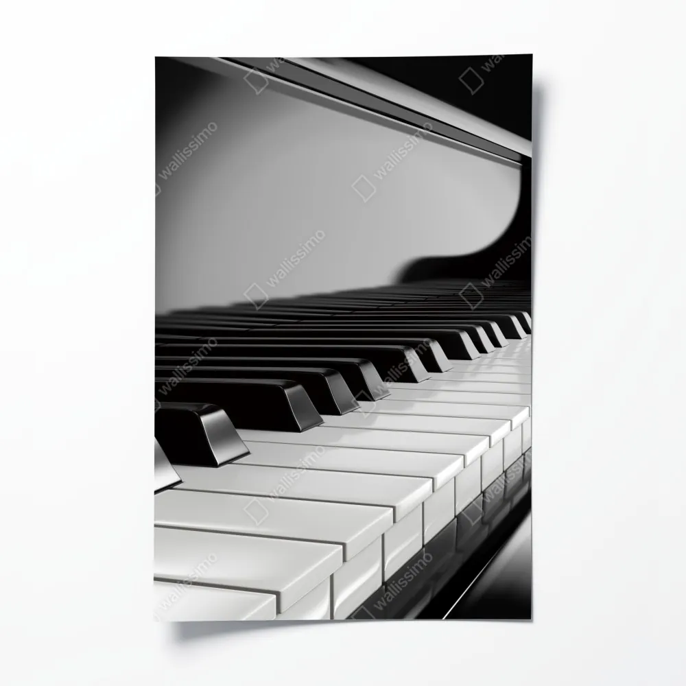 Poster elegante schwarzweiß klaviertasten – Wallnifity®