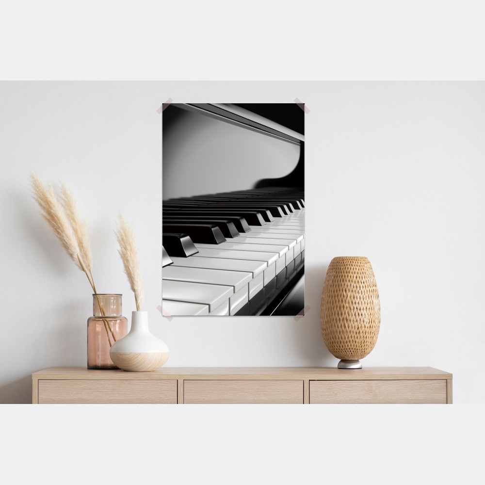 Poster elegante schwarzweiß klaviertasten – Wallnifity®