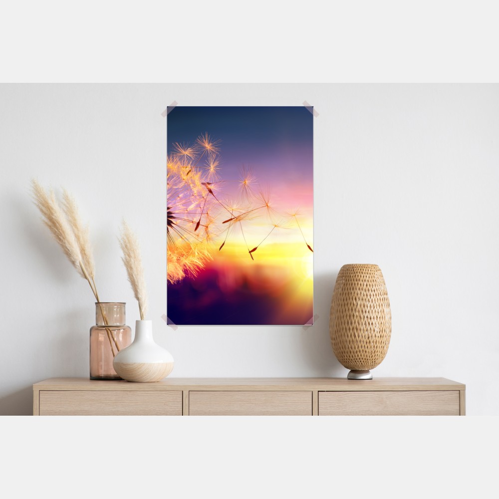 Poster goldener löwenzahn bei sonnenuntergang – Wallnifity® Poster goldener löwenzahn bei sonnenuntergang – Wallnifity®