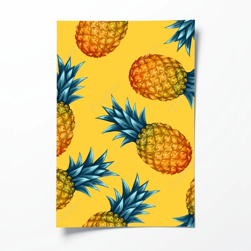 Poster tropisches ananasmuster auf gelbem hintergrund – Wallnifity® Poster tropisches ananasmuster auf gelbem hintergrund – Wallnifity®