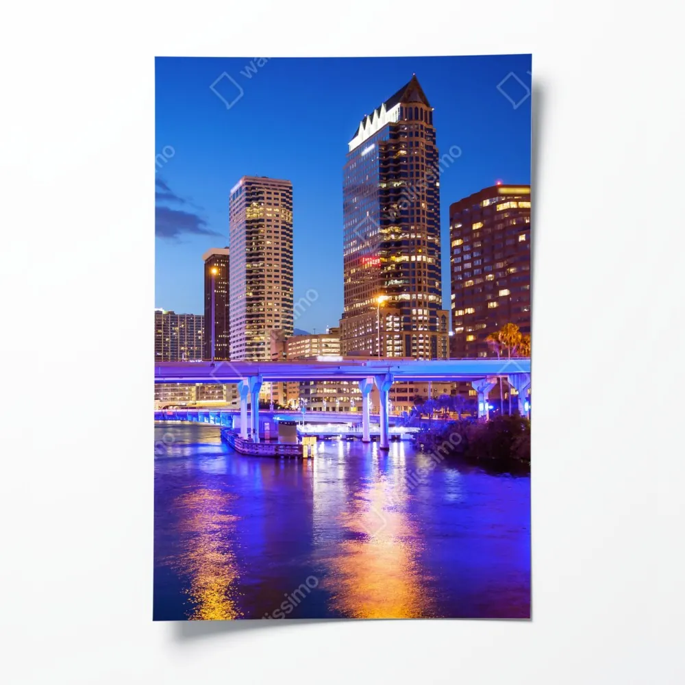 Poster Tampa skyline bei nacht – Wallnifity® Poster Tampa skyline bei nacht – Wallnifity®
