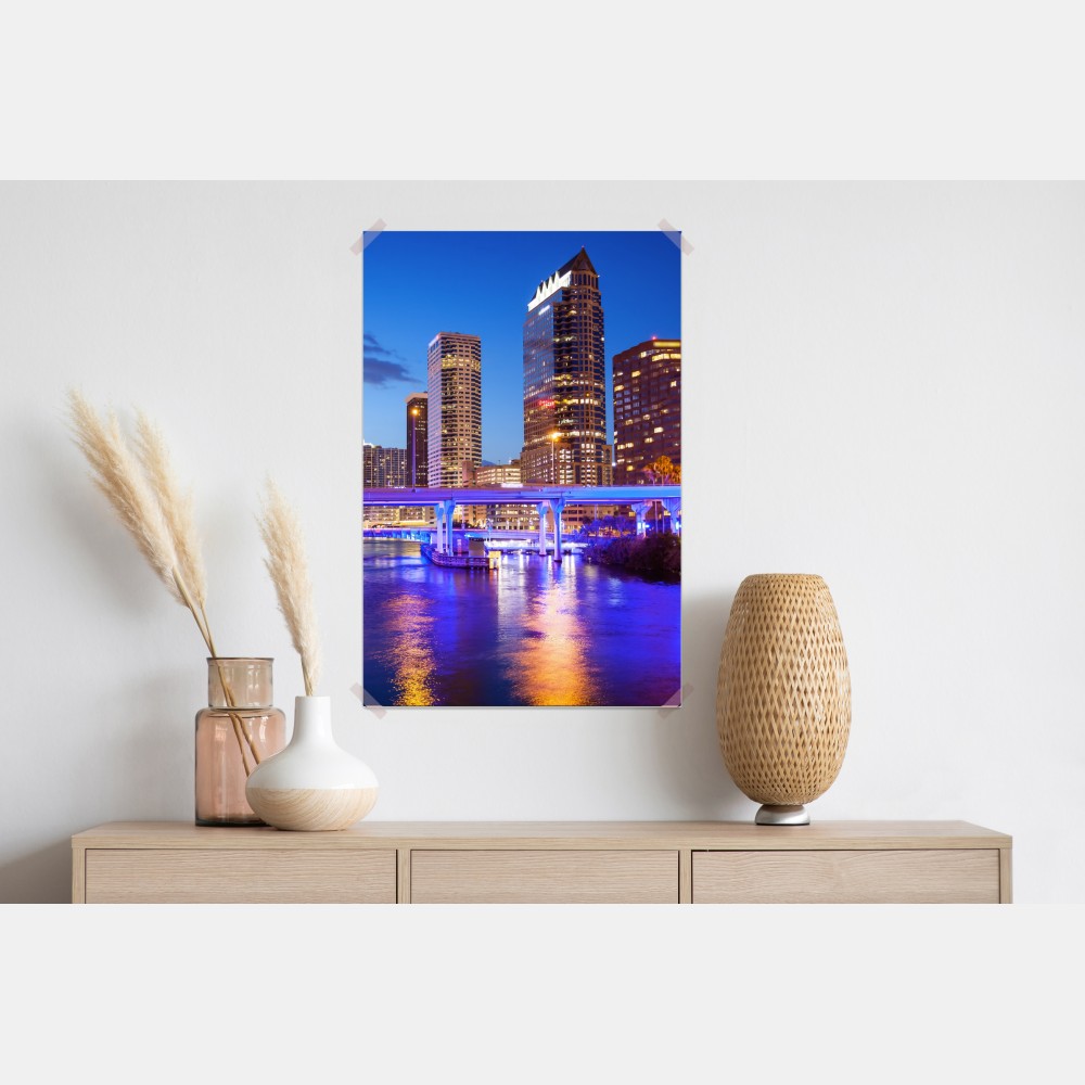 Poster Tampa skyline bei nacht – Wallnifity® Poster Tampa skyline bei nacht – Wallnifity®