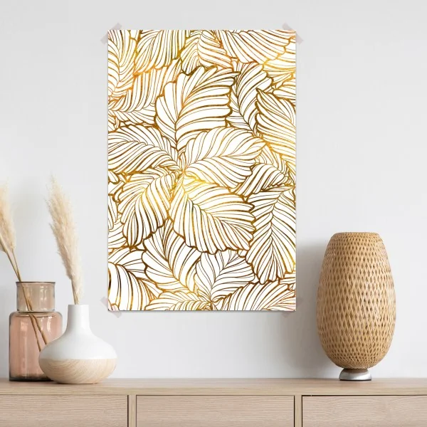 Poster goldenes blatt line art muster – Wallnifity® Poster goldenes blatt line art muster – Wallnifity®