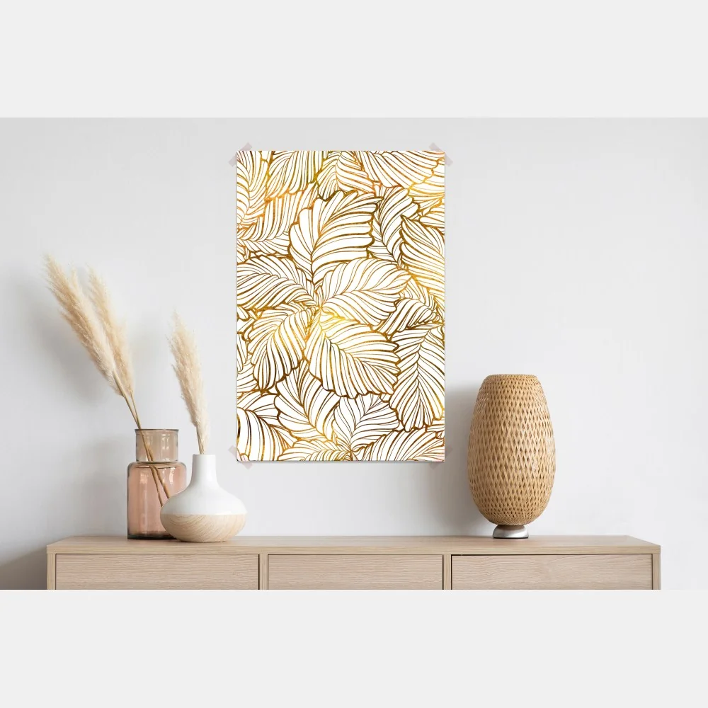 Poster goldenes blatt line art muster – Wallnifity® Poster goldenes blatt line art muster – Wallnifity®